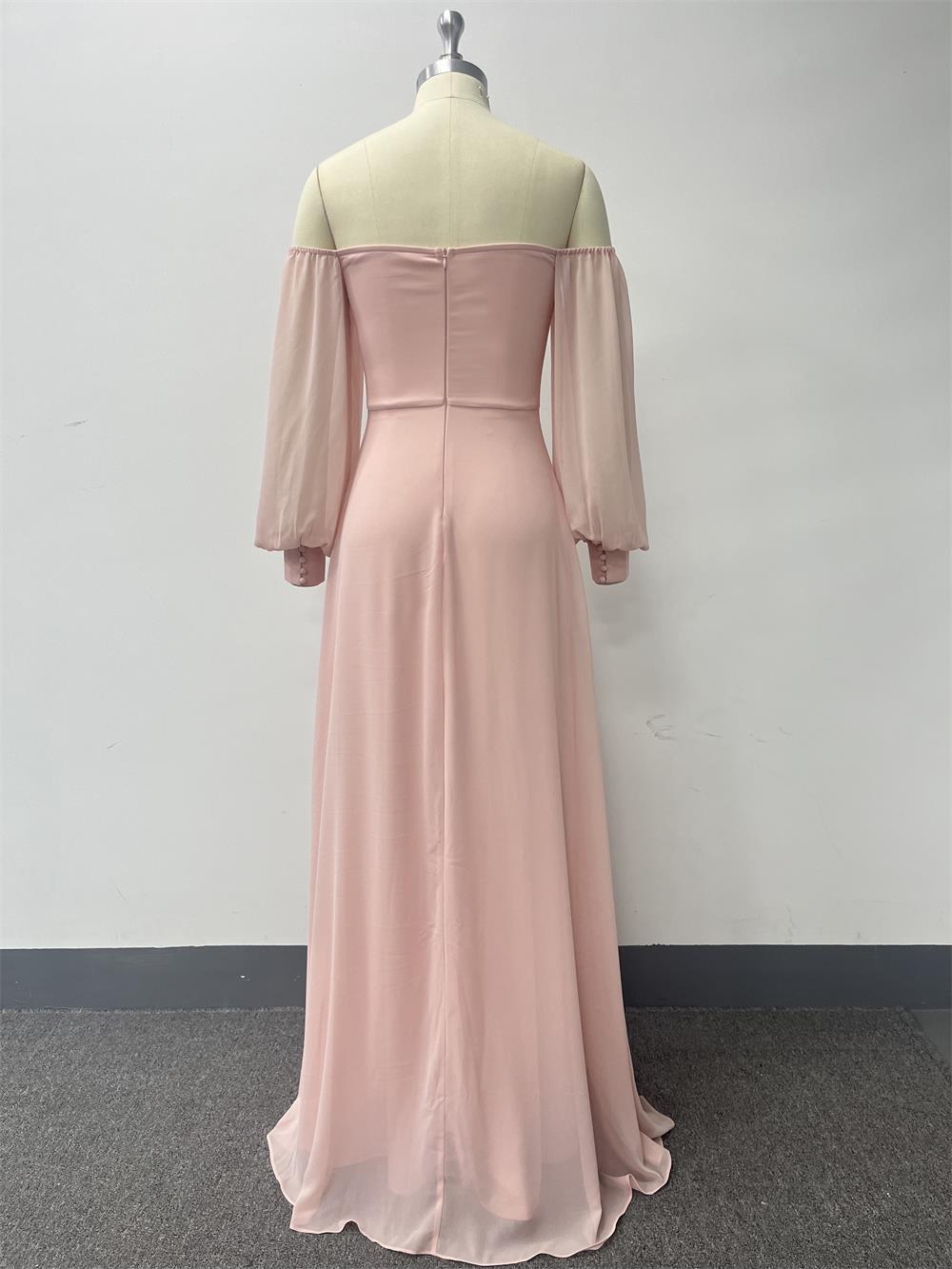 Pink A line Chiffon Dress
