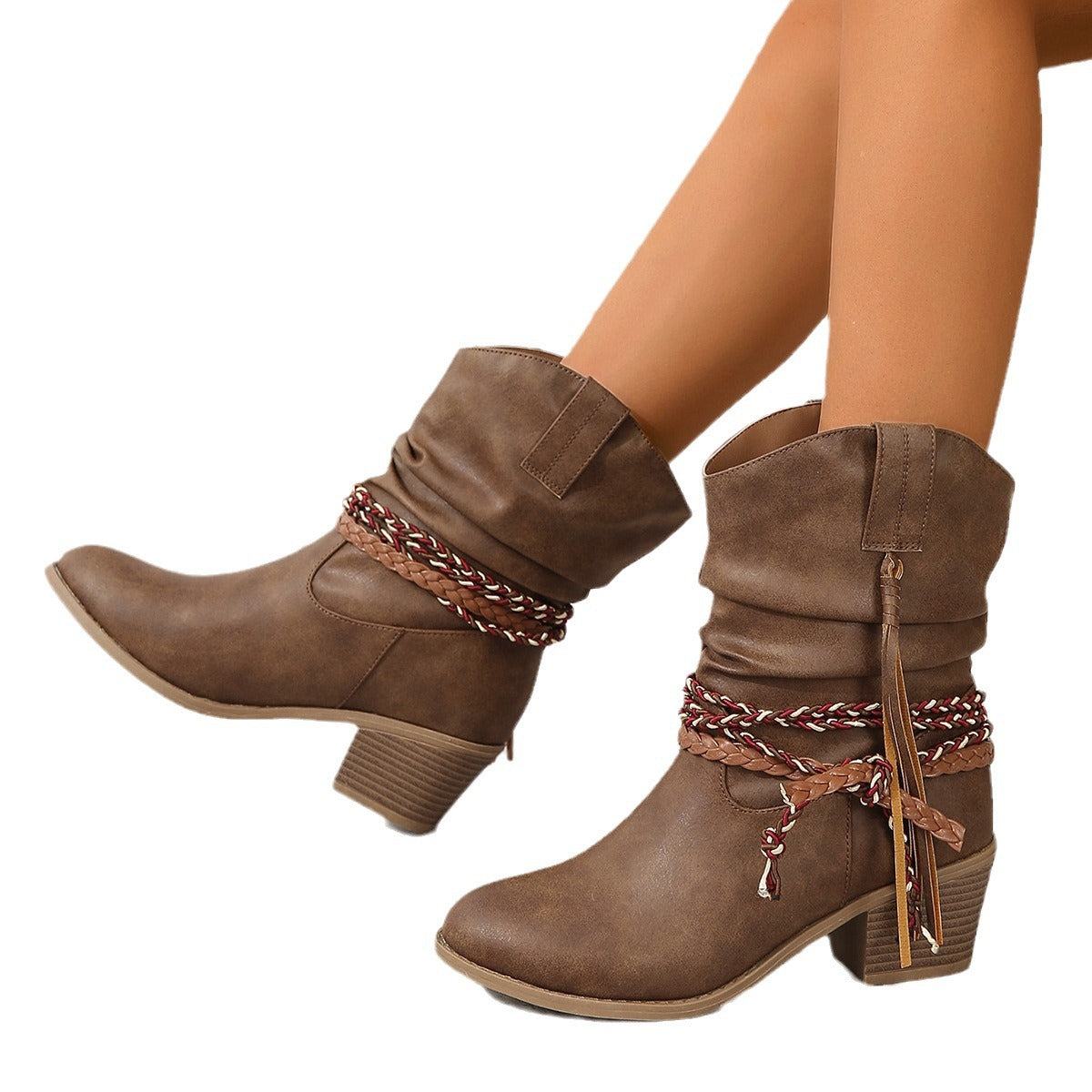 Brown Tassel Cowgirl Boots