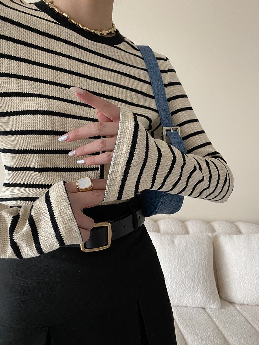 B&W Striped Cotton Long Sleeve shirt