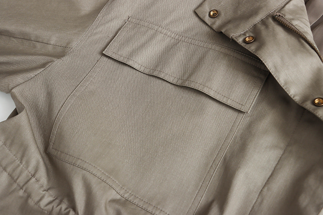 Fashionable Street Retro Design Stand Collar Profile Casual Overall Trench Coat