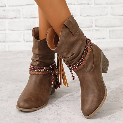 Brown Tassel Cowgirl Boots