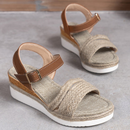 Woven Hemp Rope Wedge Lightweight Sandals