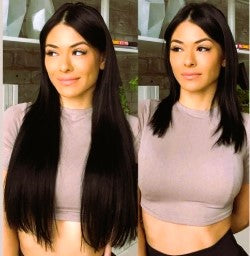 Dark Brown/ Black Straight Halo Hair Extensions