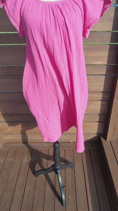 Soft Fuchsia Dress w/ Pockets, size 14