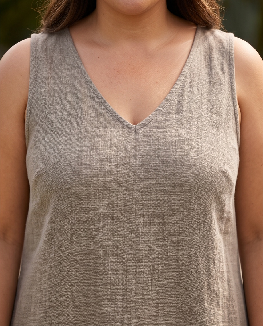 V-Neck Sleeveless Cotton Maxi Dress