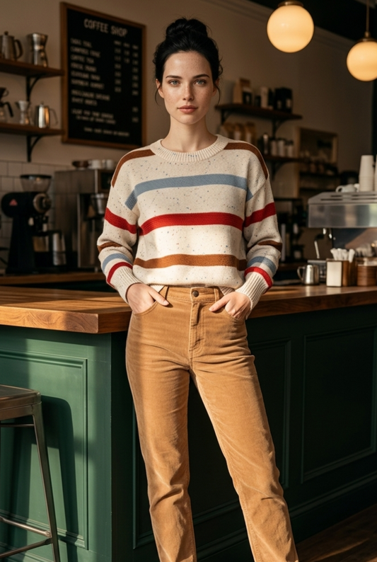 Striped Crew Neck Long Sleeve Sweater