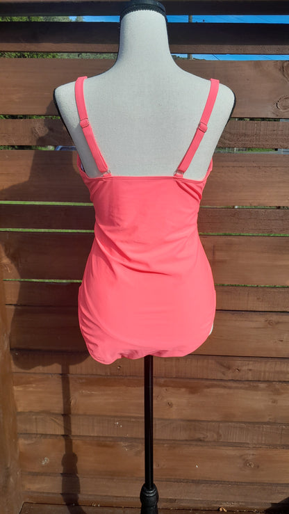 Watermelon Ruche One-piece Swimsuit, size L