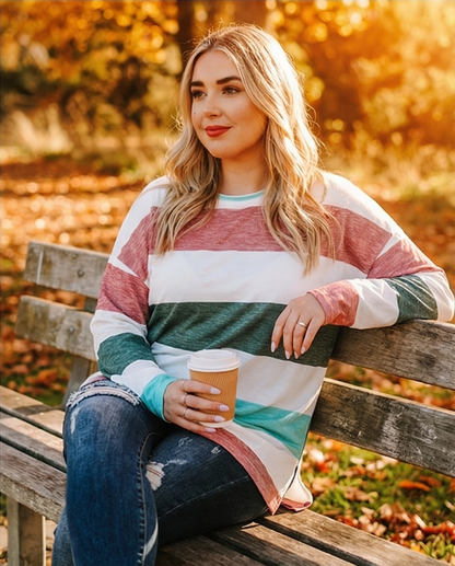 Striped Slit Long Sleeve Shirt