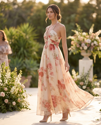 Printed Floral Halter Dress
