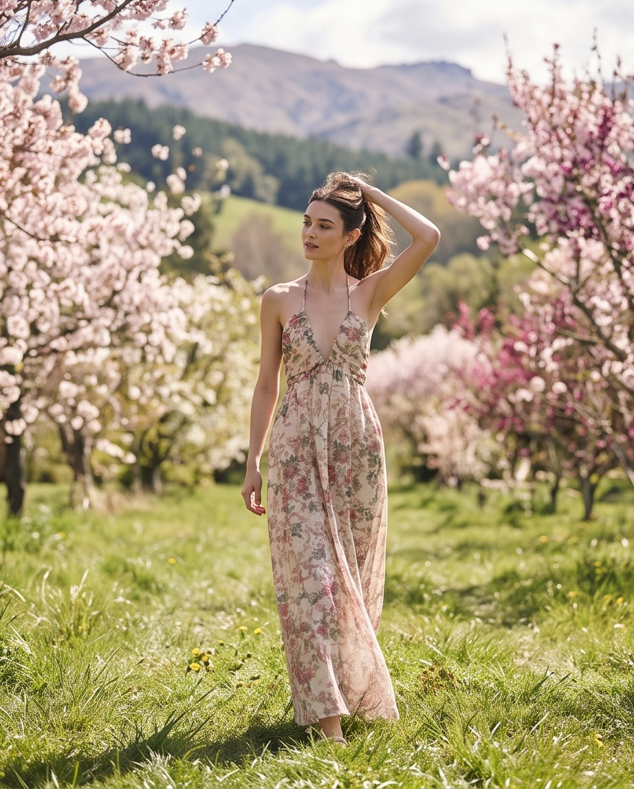 Printed Floral Halter Dress