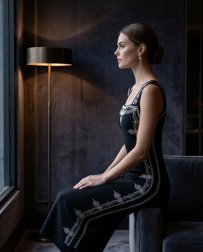 Black Geometric Pattern Dress
