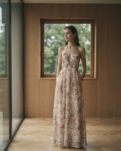 Printed Floral Halter Dress