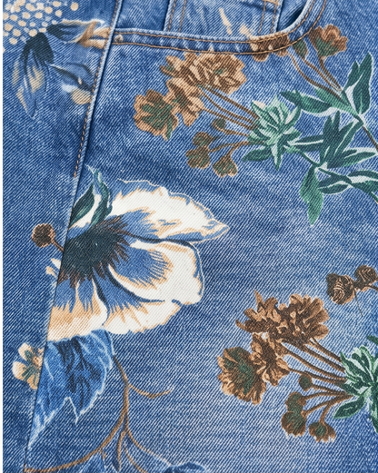 Floral Print Wide Leg Jeans
