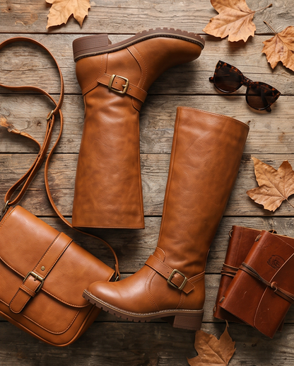 Round Toe Block Heels Boots