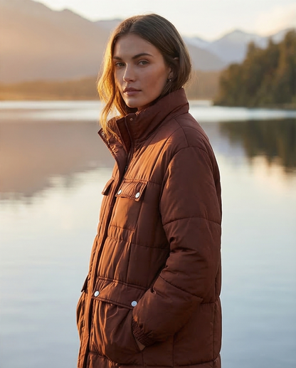 Bubble Texture Longline Winter Coat