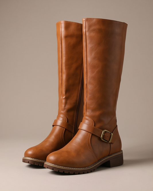 Round Toe Block Heels Boots