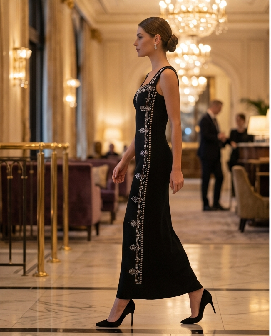 Black Geometric Pattern Dress