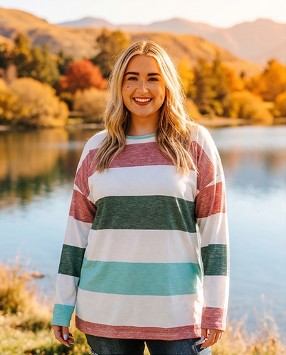 Striped Slit Long Sleeve Shirt