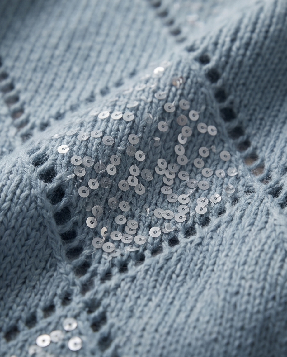 Openwork Round Neck Long Sleeve Knit Top