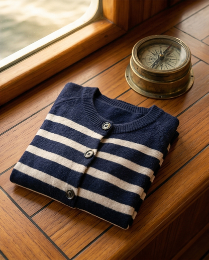 Navy Striped Cardigan