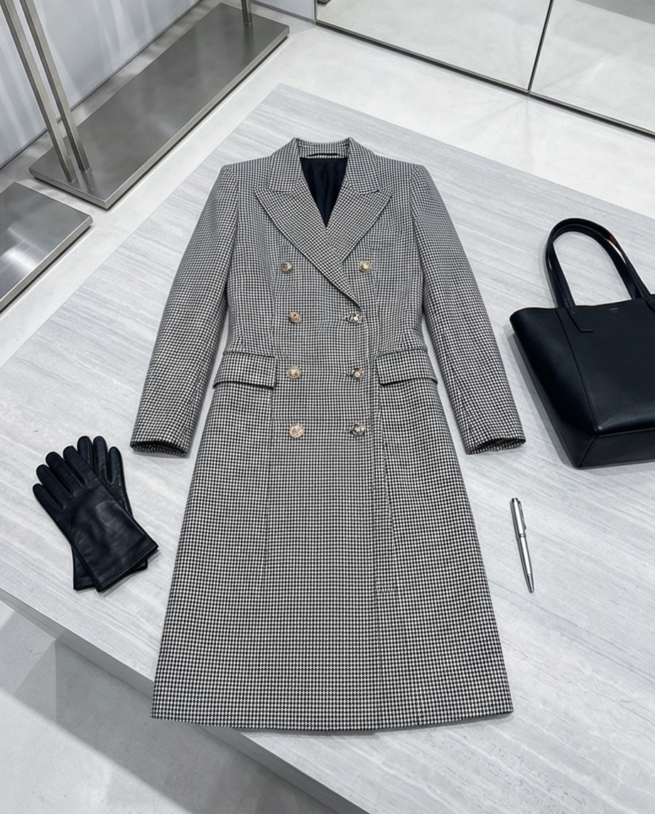 Houndstooth Trench Coat