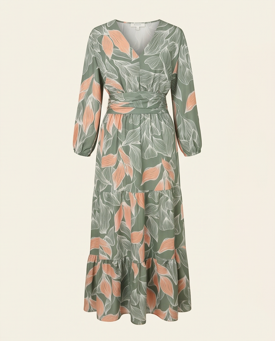 Printed Maxi Dress with Tiered Hemline size XL