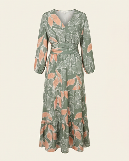 Printed Maxi Dress with Tiered Hemline size XL