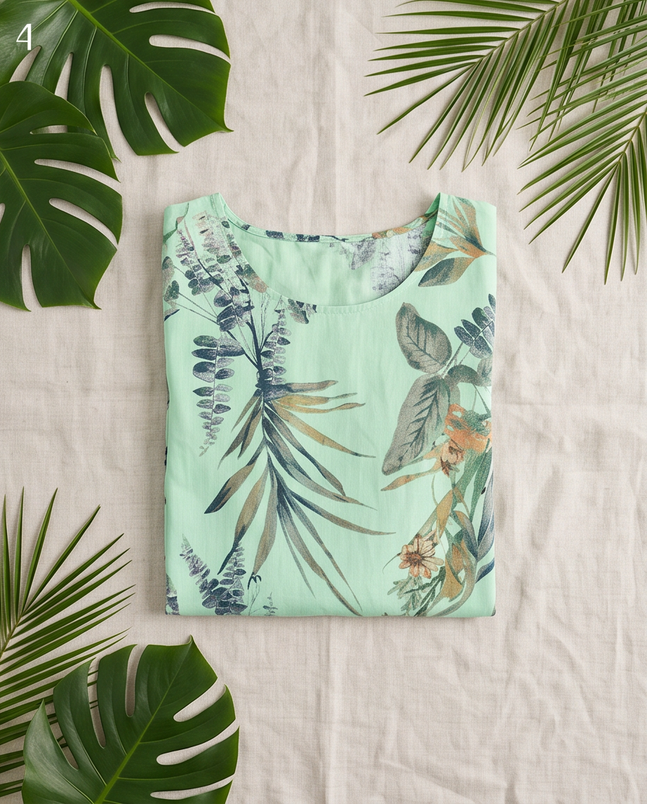 Cotton Linen Printed Dress w/ Pockets
