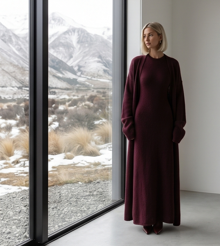 Knitted Cardigan & Dress Two-Piece Set