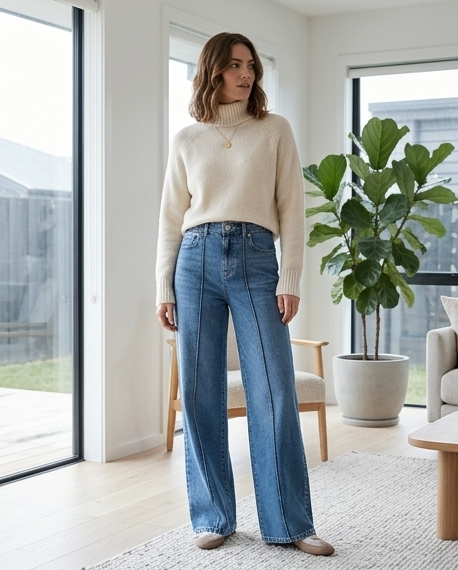 Bright Line Wide Leg Jeans