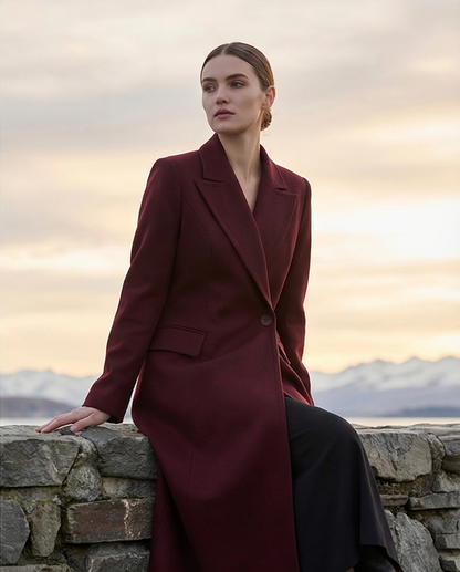 Angola Red Personality Collar Mid Length Blazer