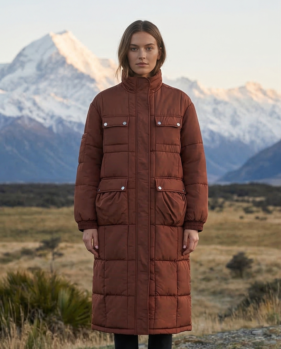 Bubble Texture Longline Winter Coat