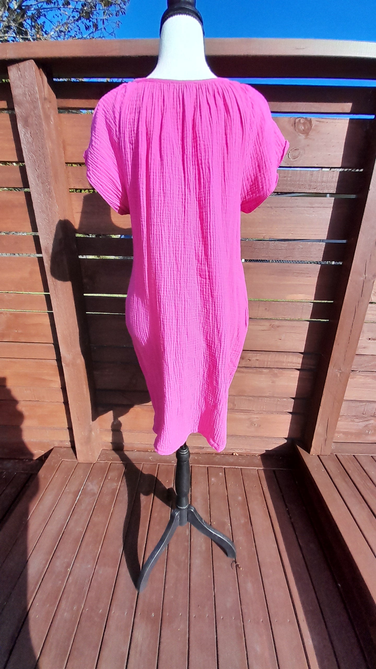 Soft Fuchsia Dress w/ Pockets, size 14