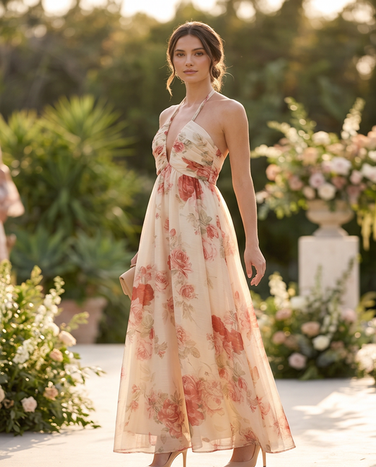 Printed Floral Halter Dress