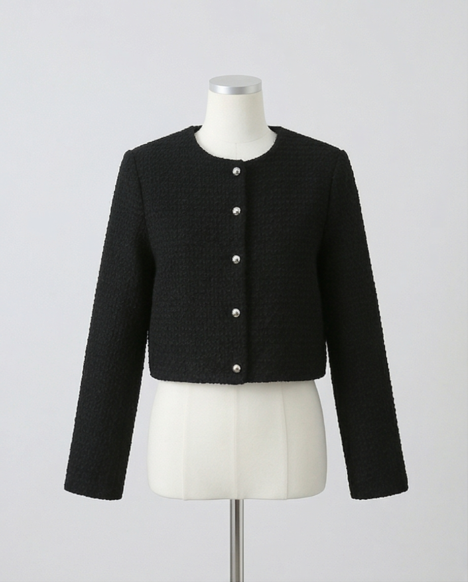 Tweed Single Breasted Short Coatigan
