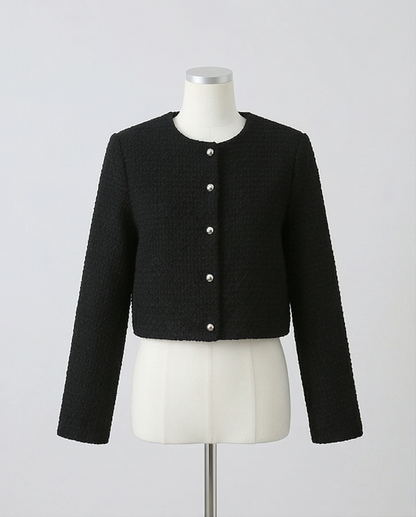 Tweed Single Breasted Short Coatigan