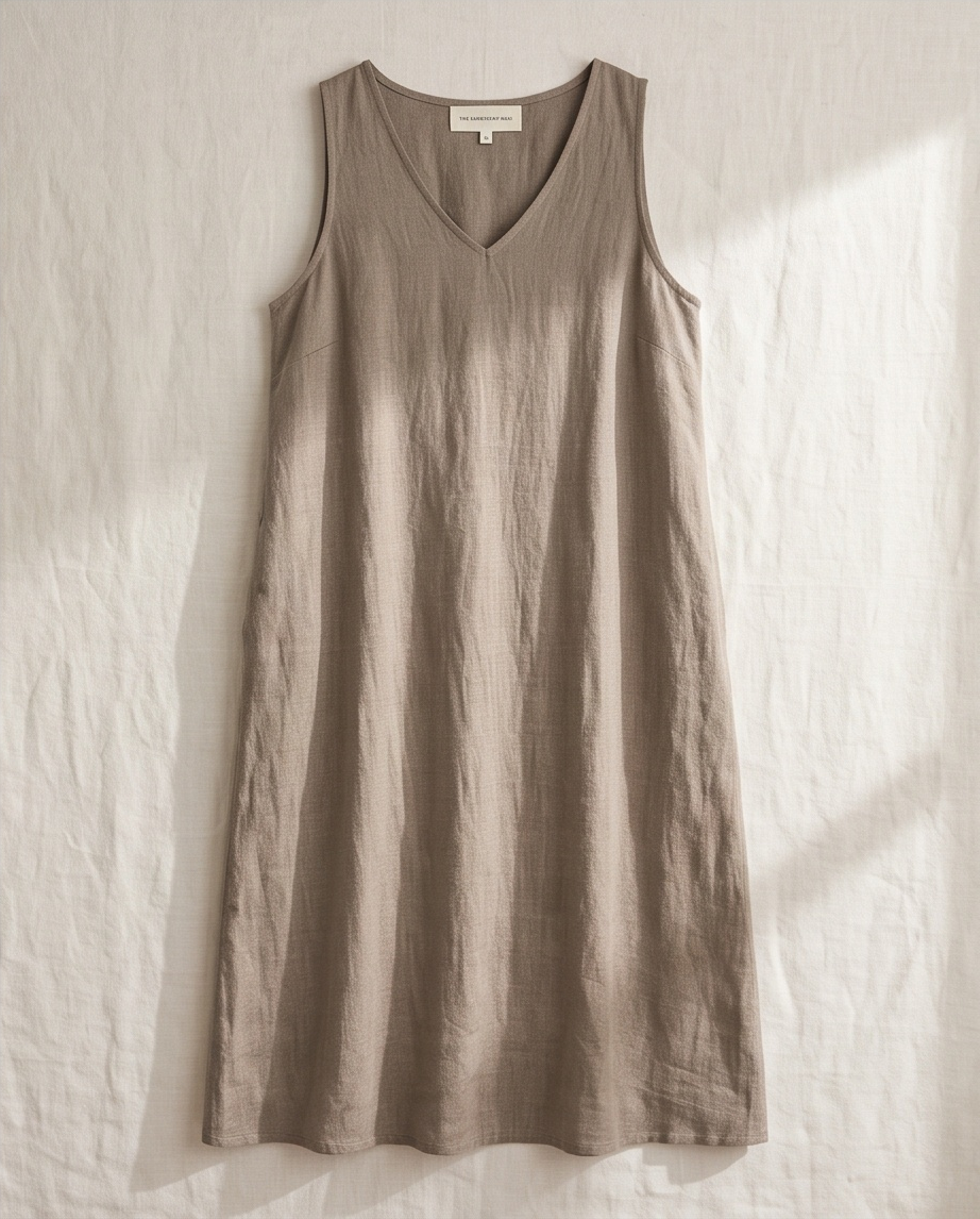 V-Neck Sleeveless Cotton Maxi Dress