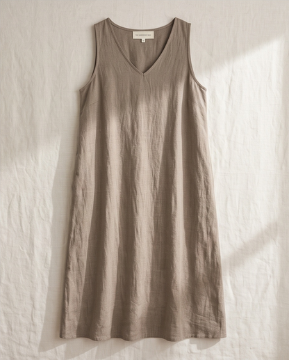 V-Neck Sleeveless Cotton Maxi Dress