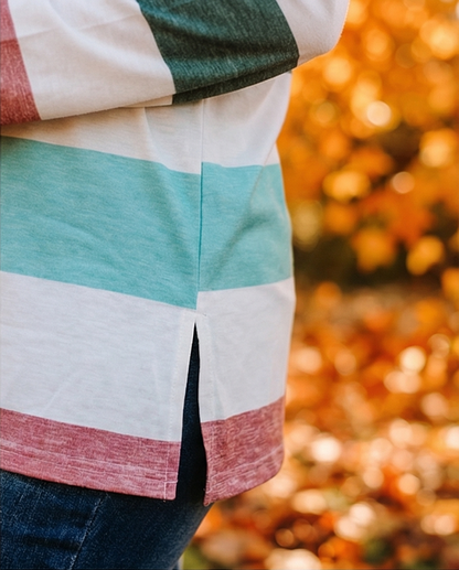Striped Slit Long Sleeve Shirt