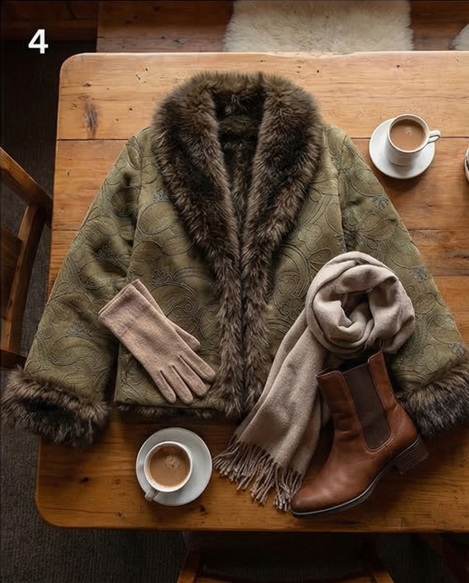 Faux Fur trimmed Embroidered Short Coat