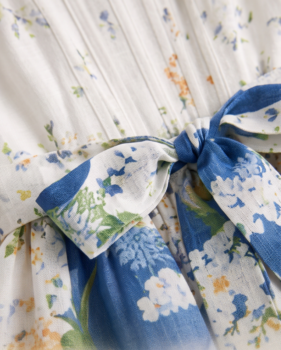 Daylight Fishbone Floral Midi Dress