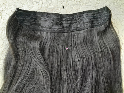 Dark Brown/ Black Straight Halo Hair Extensions