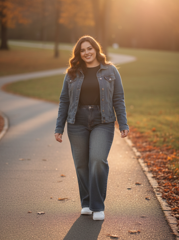 Curvy Vintage Wash Wide Leg Jeans