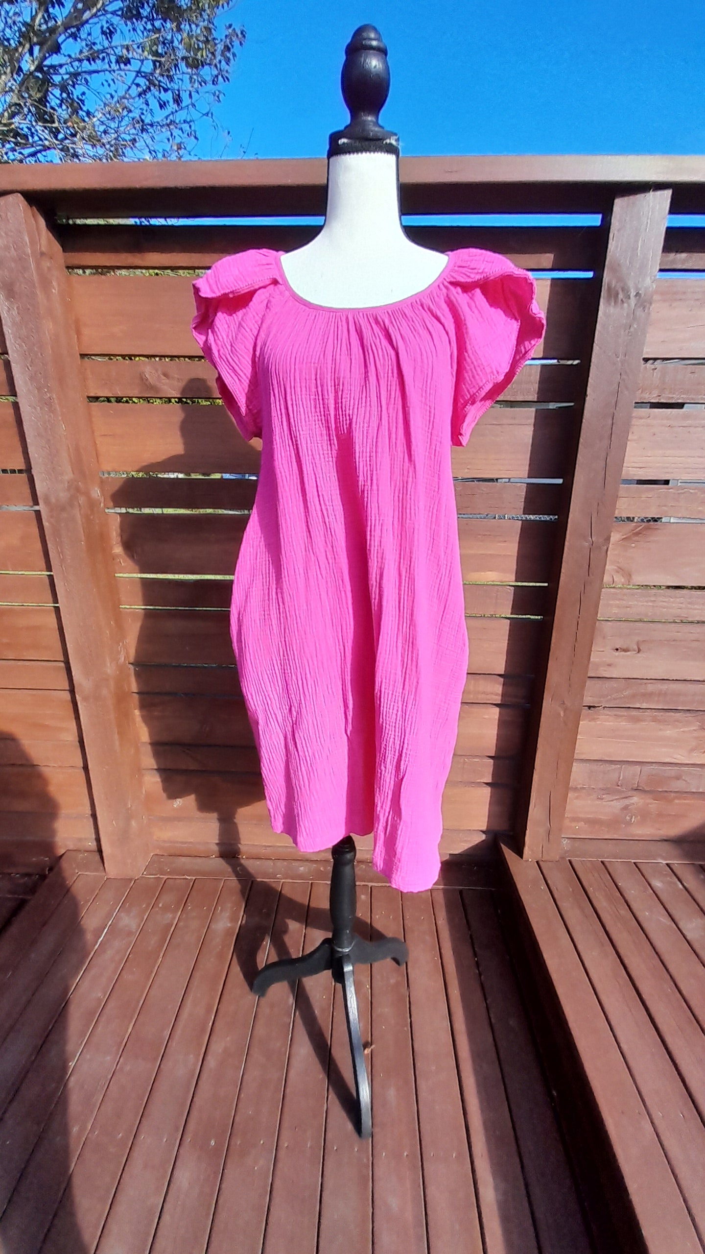 Soft Fuchsia Dress w/ Pockets, size 14