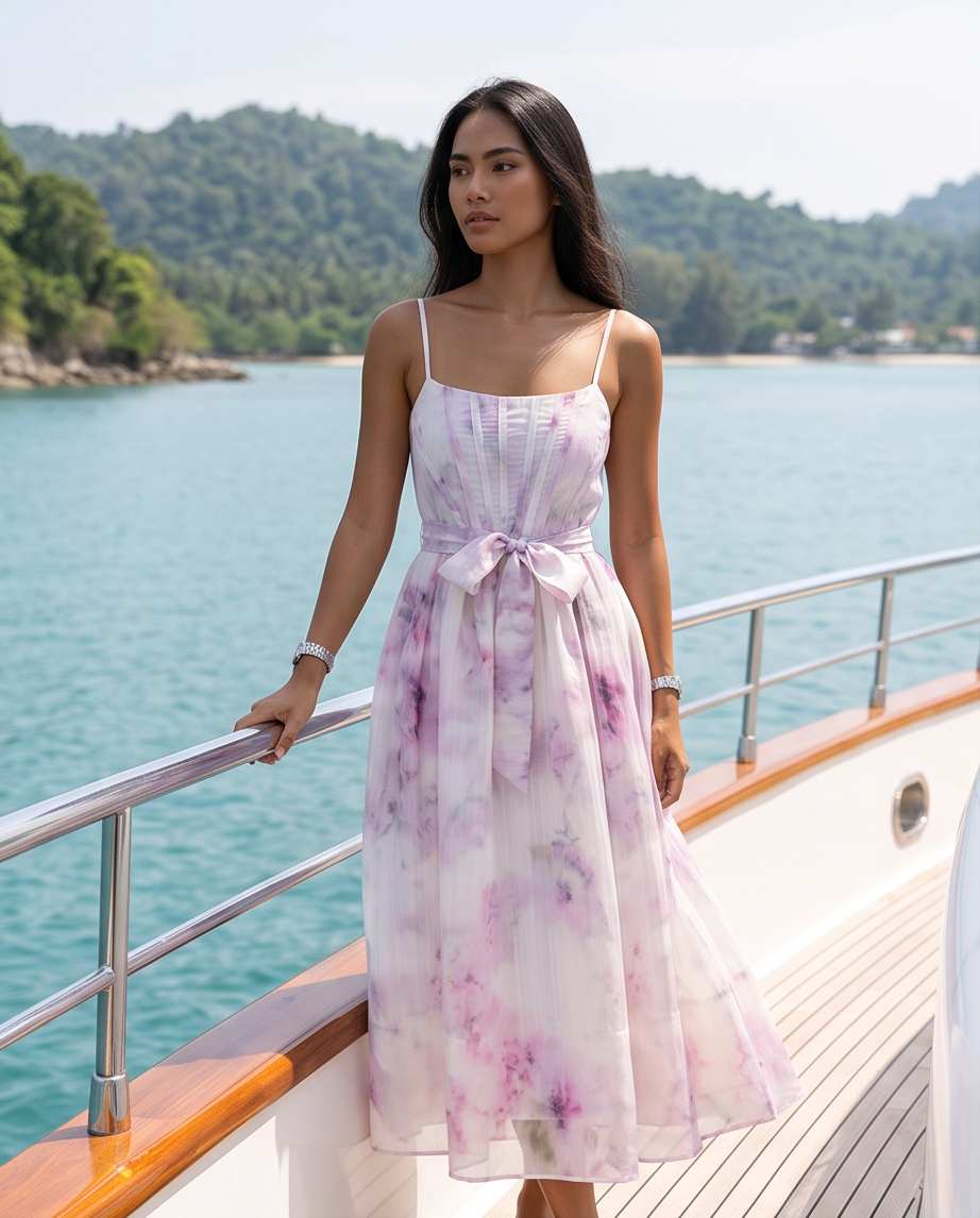 Daylight Fishbone Floral Midi Dress