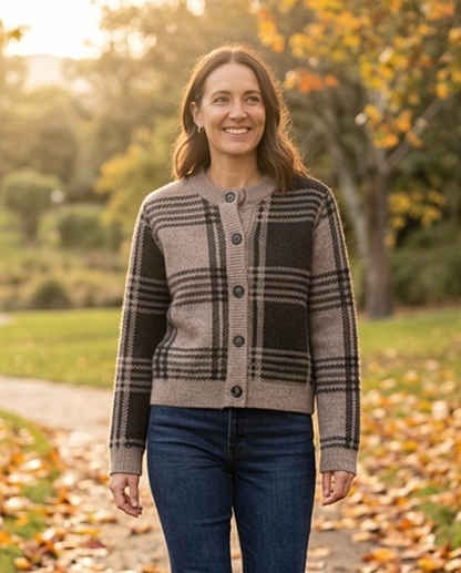 Coffee Plaid Cardigan