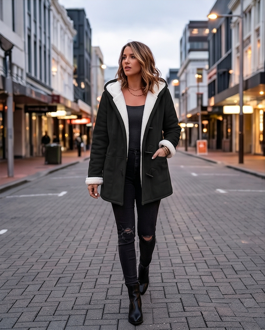 Cozy Sherpa Lined Hood Toggle Coat