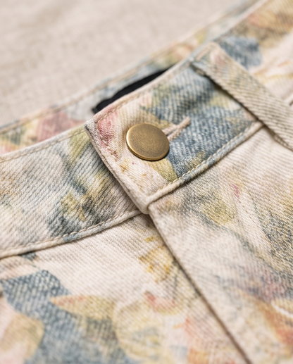 Slim Floral Printed Mid Waist Shorts