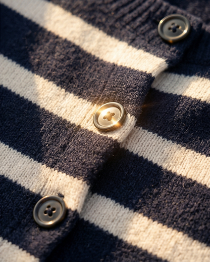 Navy Striped Cardigan