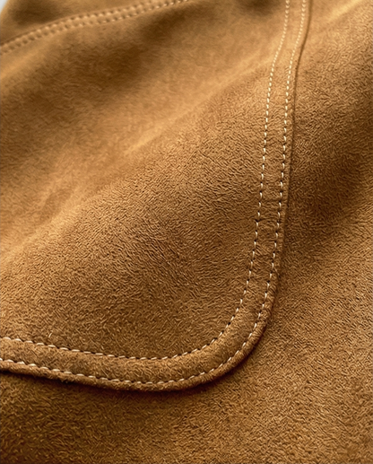 Faux Suede Large Pocket A-line Skirt